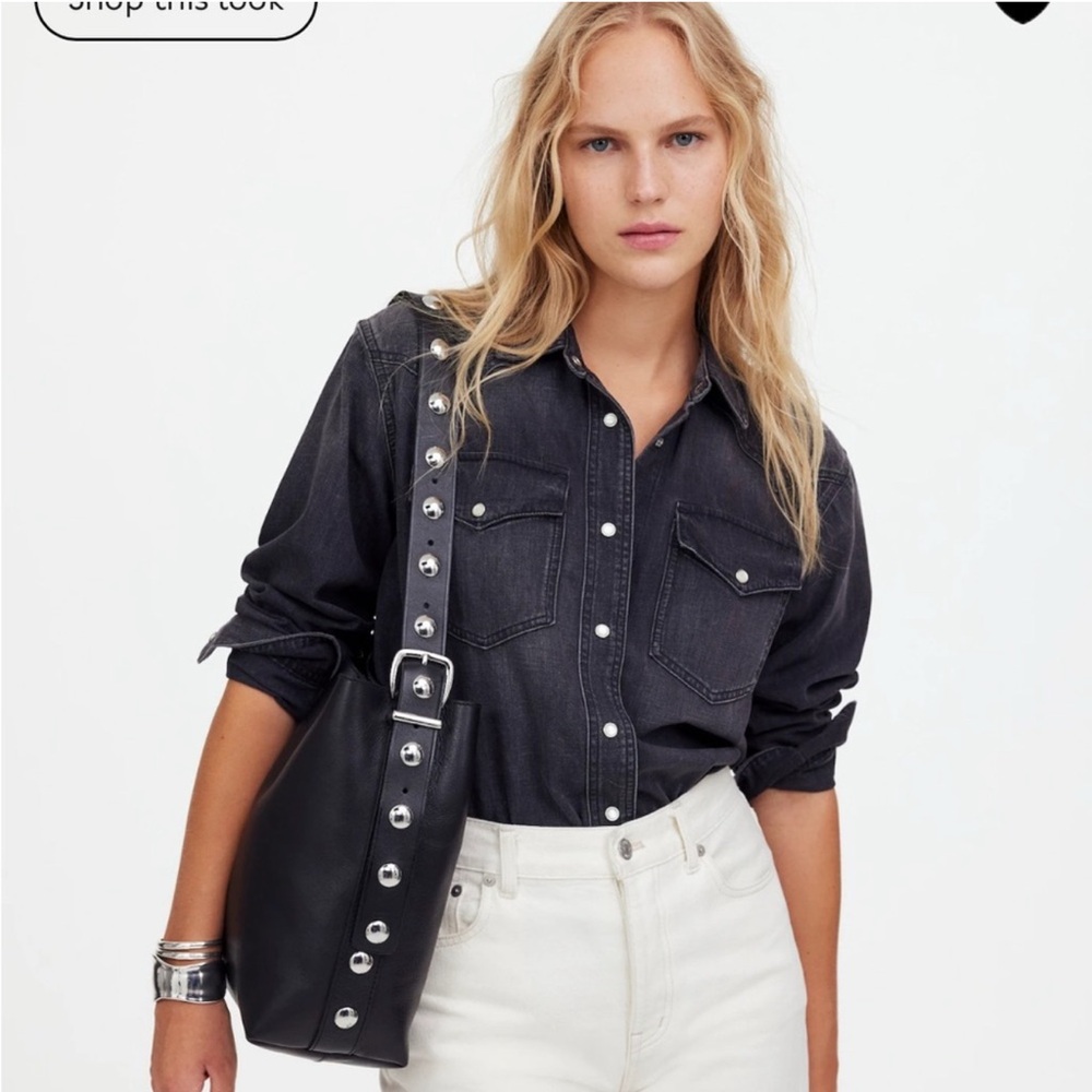 Madewell Studded Medium Bucket Tote